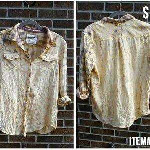 Acid Washed Plaid Button Down